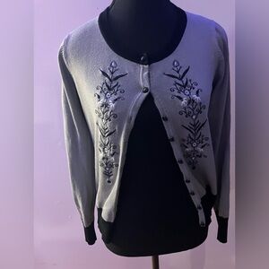 Grey peacock cardigan size L